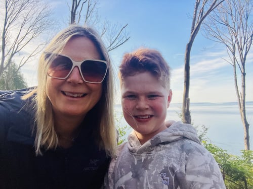 Dana and her son hiking at Discovery Park.&nbsp;&nbsp;